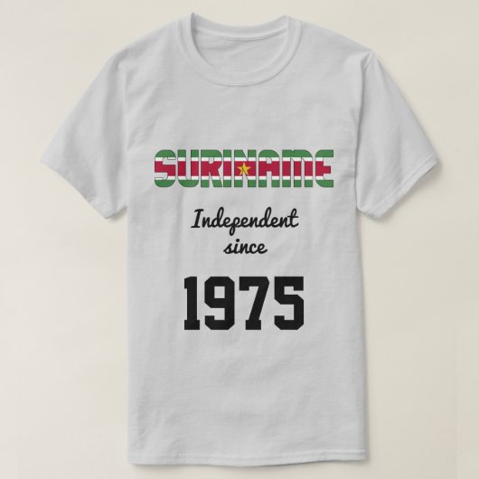 スリナム国旗の独立お祝い Tシャツ (デザイン正面)