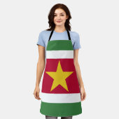 スリナム国旗 エプロン (着用した状態)