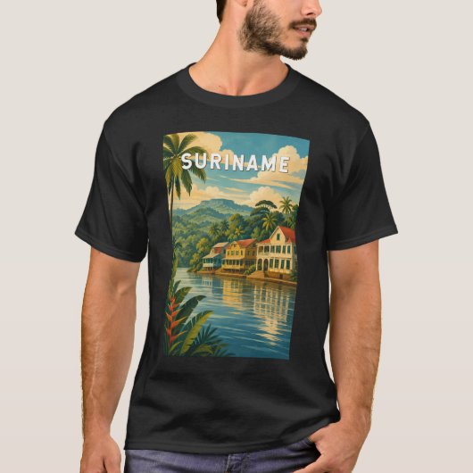 スリナム イラスト 旅行 アート ヴィンテージ Tシャツ (正面)