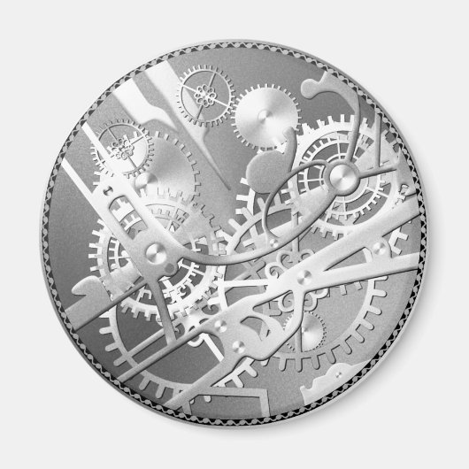 スリバースチームパンク時計ギア マグネット (正面)