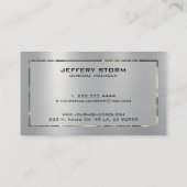 スリパーソナライズされたック銀灰色メタリックテクスチャ 名刺 (裏面)