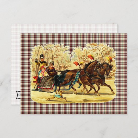 スリビクトリアンー乗りクリスマス シーズンポストカード (正面/裏面)