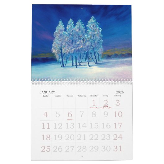 スリフティな画家の世界のシーンオリジナル風景 カレンダー (1月 2026)