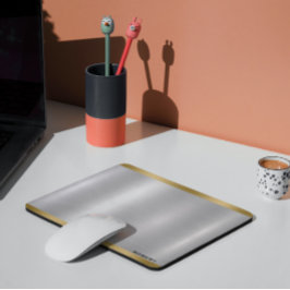 スリミニマルック銀と金ゴールドメタリックテクスチャ マウスパッド