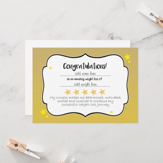 スリミンググループクラブ金ゴールドスター賞受賞証明書 カード (正面/裏面インサイチュ)