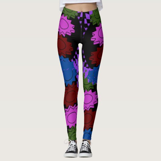 スリムな外観のためのガーリー光沢のあるブロンドシック レギンス (正面)