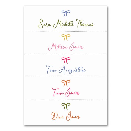 スリムな手カラフル引き弓結婚の座席表 テーブルナンバー (正面)