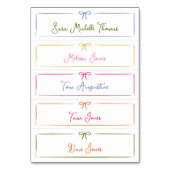 スリムな手カラフル引き弓結婚の座席表 テーブルナンバー (正面)