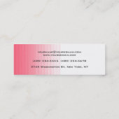スリムな手書きモダントレンディーピンク白 スキニー名刺 (裏面)
