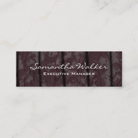 スリムな手書きモダントレンディー茶色の木 スキニー名刺 (正面)