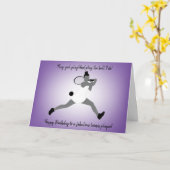 スリムガールテニスプレイヤー誕生日カード カード (黄色い花)