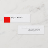 スリムクリーン赤ストライプの白名刺 スキニー名刺 (正面/裏面)