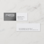 スリムグレー白モノグラムマネージャー名刺 スキニー名刺 (正面/裏面)