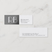 スリムグレー白モノグラムマネージャー名刺 スキニー名刺 (正面/裏面)