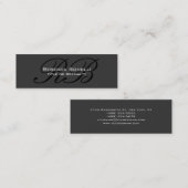 スリムグレー白黒モノグラム名刺 スキニー名刺 (正面/裏面)