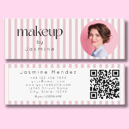 スリムストライプ ビューティープロフェッショナルMUAフォトQR スキニー名刺