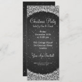 スリムパーティの招待状ナイエレガントトスパークルブラック 招待状 (正面/裏面)