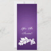 スリムパーティー招待状ヴィンテージオーナメントオン紫 招待状 (裏面)