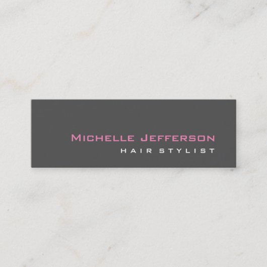 スリムプロフェッショナルスクリプトグレーピンクの名刺 スキニー名刺 (正面)