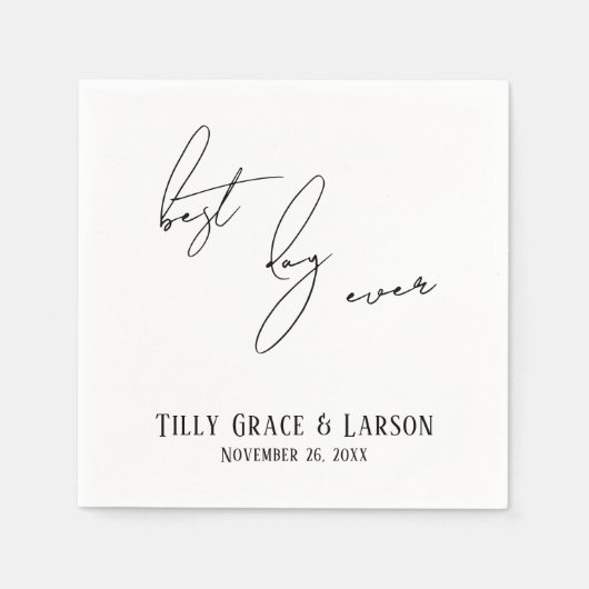 スリムモダンな手書きシンプルの日 スタンダードカクテルナプキン (正面)