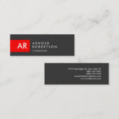 スリムモノグラムグレー赤ストライプ名刺 スキニー名刺 (正面/裏面)