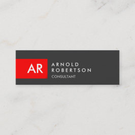 スリムモノグラムグレー赤ストライプ名刺 スキニー名刺