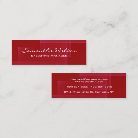 スリム手書きモダントレンディー赤抽象芸術 スキニー名刺 (正面/裏面)