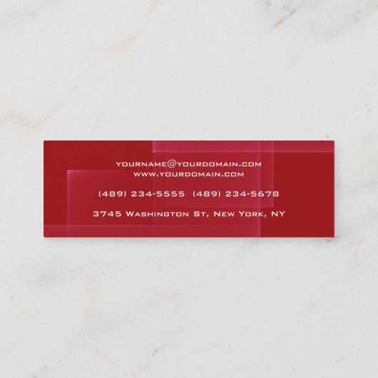 スリム手書きモダントレンディー赤抽象芸術 スキニー名刺 (裏面)