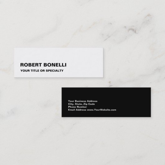 スリム読み取りモダン白黒ミニマル スキニー名刺 (正面/裏面)