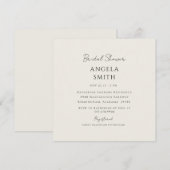 スリム＆シンプルなクリーム色の結婚前お披露目スクエア 招待状 (正面/裏面)