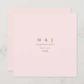 スリム＆シンプル モダン ブラッシュ スクエア 婚約 招待状 (正面/裏面)