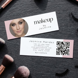 スリム ピンク ホワイト ビューティー プロフェッショナル MUA フォトQR スキニー名刺