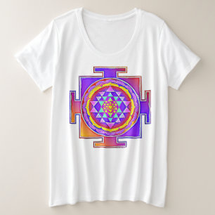スリヤントラヒンドゥー教シンボルデザイン1 プラスサイズTシャツ