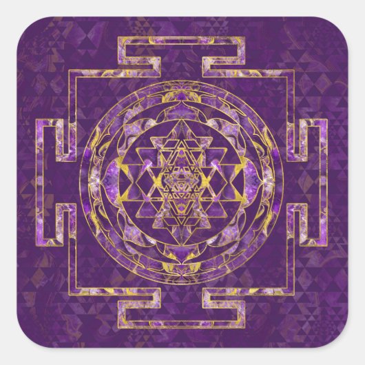 スリヤントラ/スリチャクラアメジストと金ゴールド スクエアシール (正面)