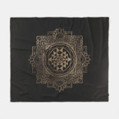 スリヤントラ/スリチャクラインゴールデンロータス フリースブランケット (正面(横))