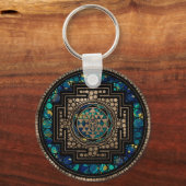 スリヤントラ/スリチャクラ大理石と金ゴールド キーホルダー (正面)