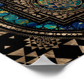 スリヤントラ/スリチャクラ大理石と金ゴールド ポスター (角)