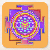 スリヤントラ – ヒンズー教シンボルデザイン1 スクエアペーパーコースター (正面)