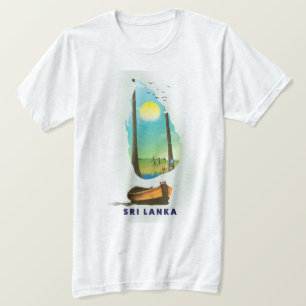 スリランカのイラストマップ付き観光ポスター Tシャツ