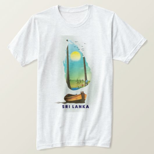 スリランカのイラストマップ付き観光ポスター Tシャツ (デザイン正面)