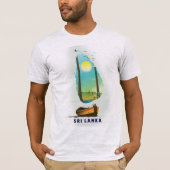 スリランカのイラストマップ付き観光ポスター Tシャツ (正面)