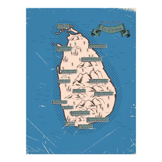 スリランカのイラスト旅行地図 フォトプリント            (正面)