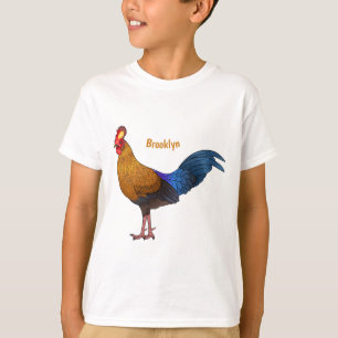 スリランカのジャングルコックの鳥の漫画イラスト Tシャツ