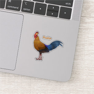 スリランカのジャングルフォール鳥の漫画イラストレーション シール