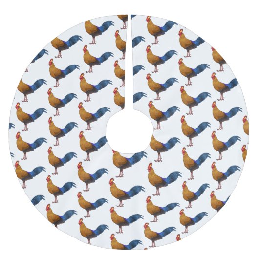 スリランカのジャングルフォール鳥の漫画イラストレーション ブラッシュドポリエステルツリースカート (正面)