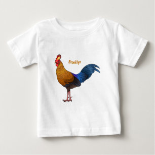 スリランカのジャングルフォール鳥の漫画イラストレーション ベビーTシャツ