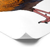 スリランカのジャングルフォール鳥の漫画イラストレーション ポスター (角)