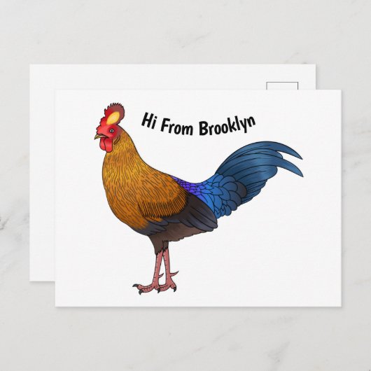 スリランカのジャングルフォール鳥の漫画イラストレーション ポストカード (正面/裏面)