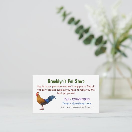 スリランカのジャングルフォール鳥の漫画イラストレーション 名刺 (スタンド正面)