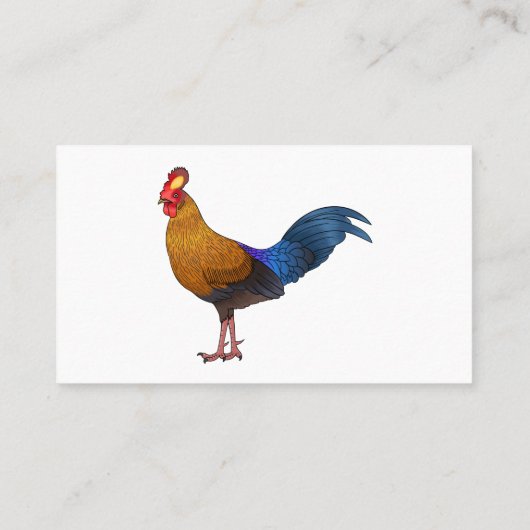 スリランカのジャングルフォール鳥の漫画イラストレーション 名刺 (裏面)